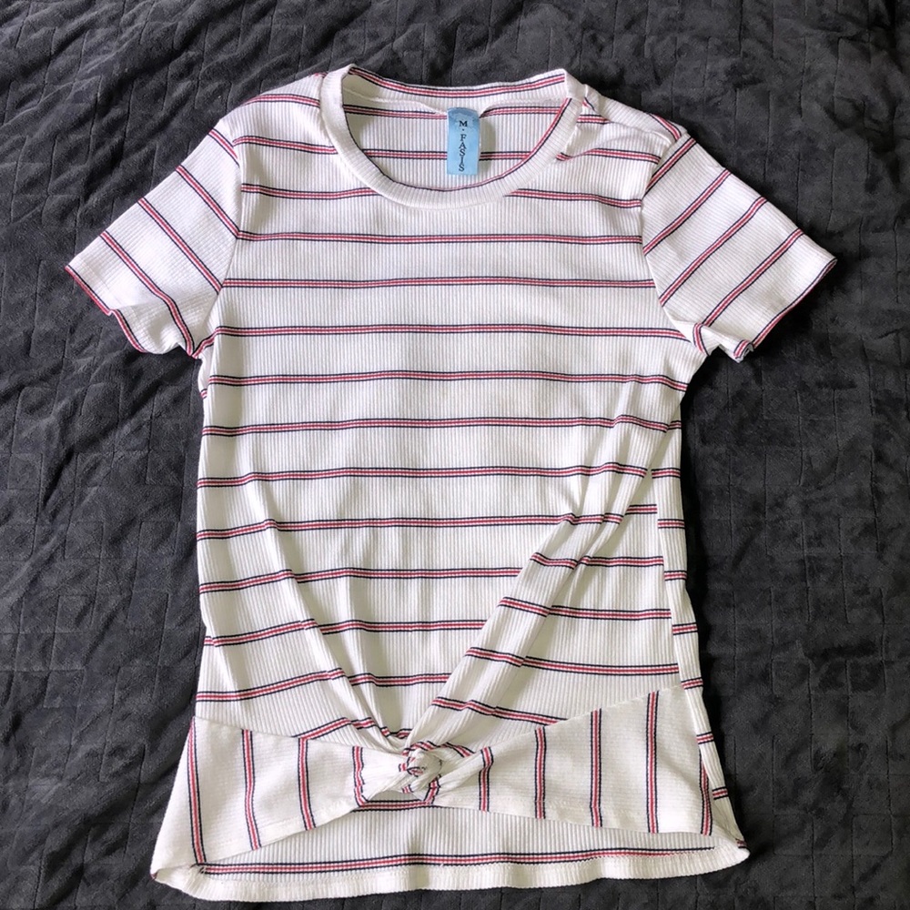 M. FASIS White/Striped Top